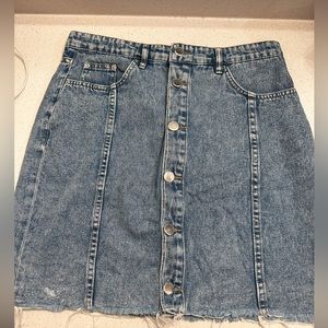 H&M Distressed Mini Button Up Skirt